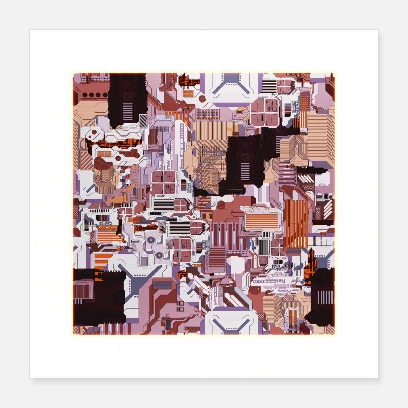 Brown Stylized Motherboard Poster 16" x 16" (40x40 cm)