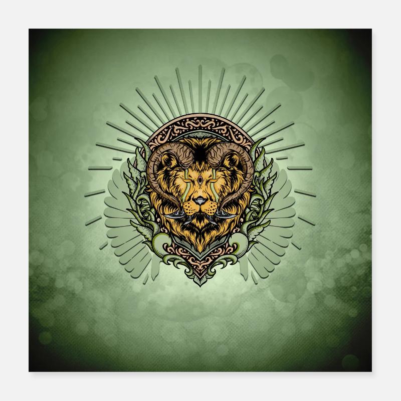 Impressive horned lion Poster 16" x 16" (40x40 cm)