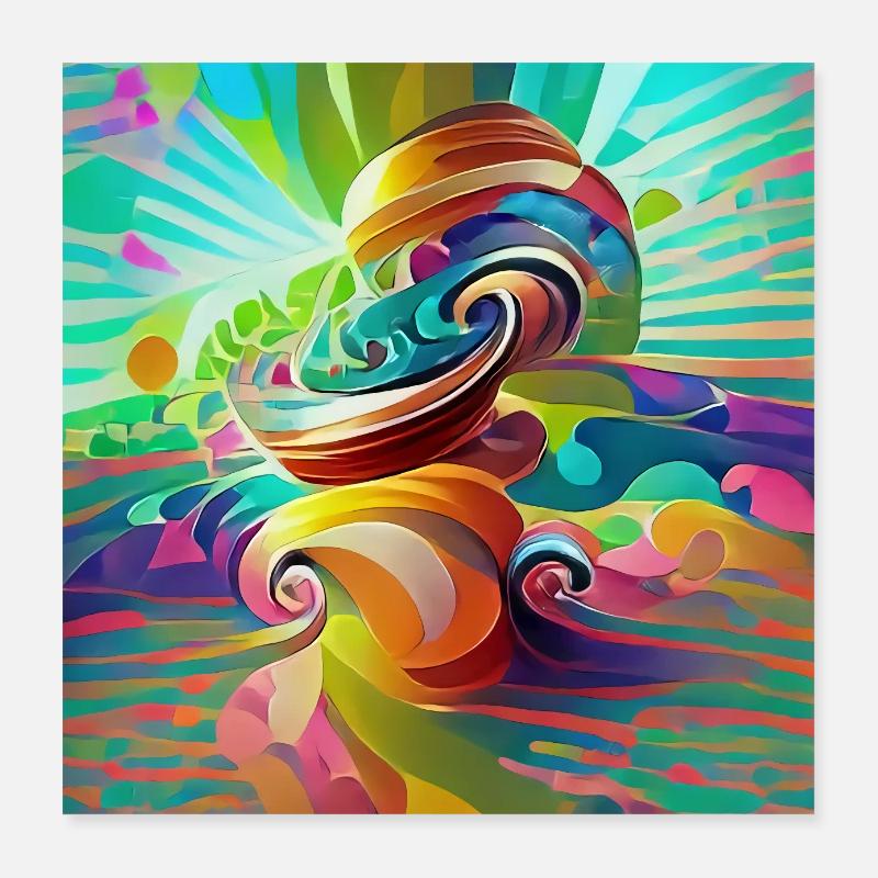 Bunte, lebendige psychedelische Wirbel Poster 40x40 cm