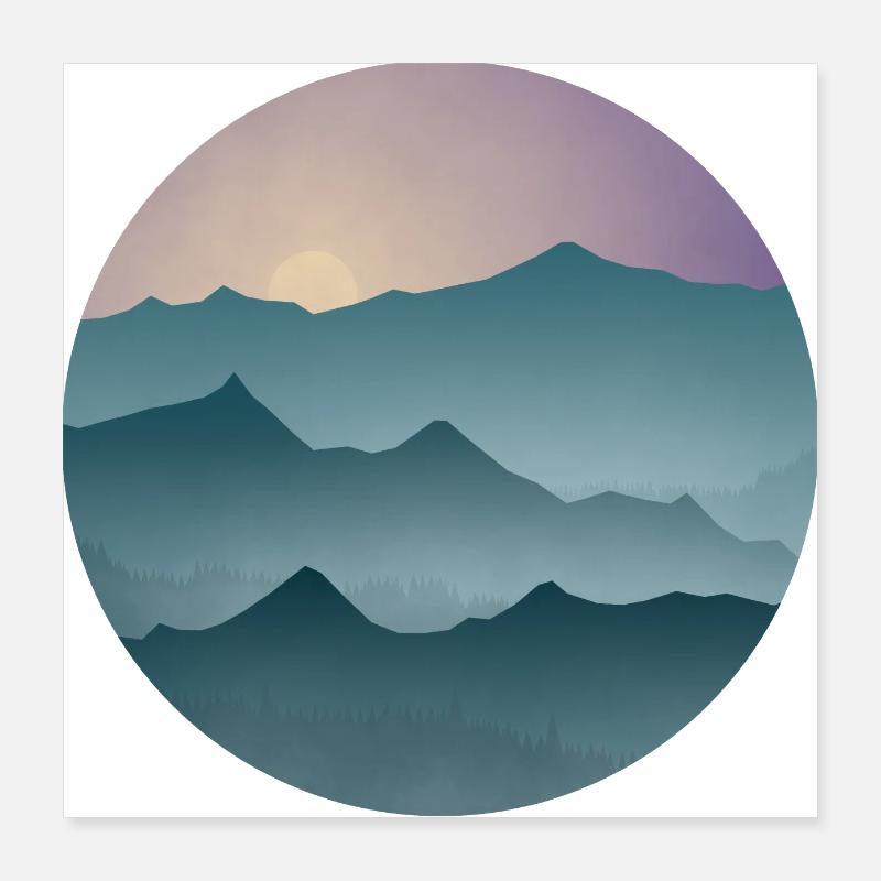 Bewaldete Berge Poster 40x40 cm