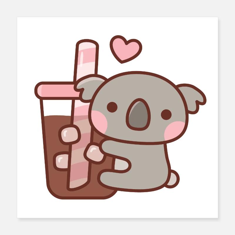 Mignon koala bear aime le café glacé Poster 40 x 40 cm