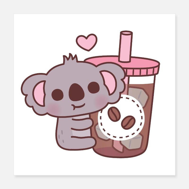 Süßer Koalabär liebt Eiskaffee Poster 40x40 cm
