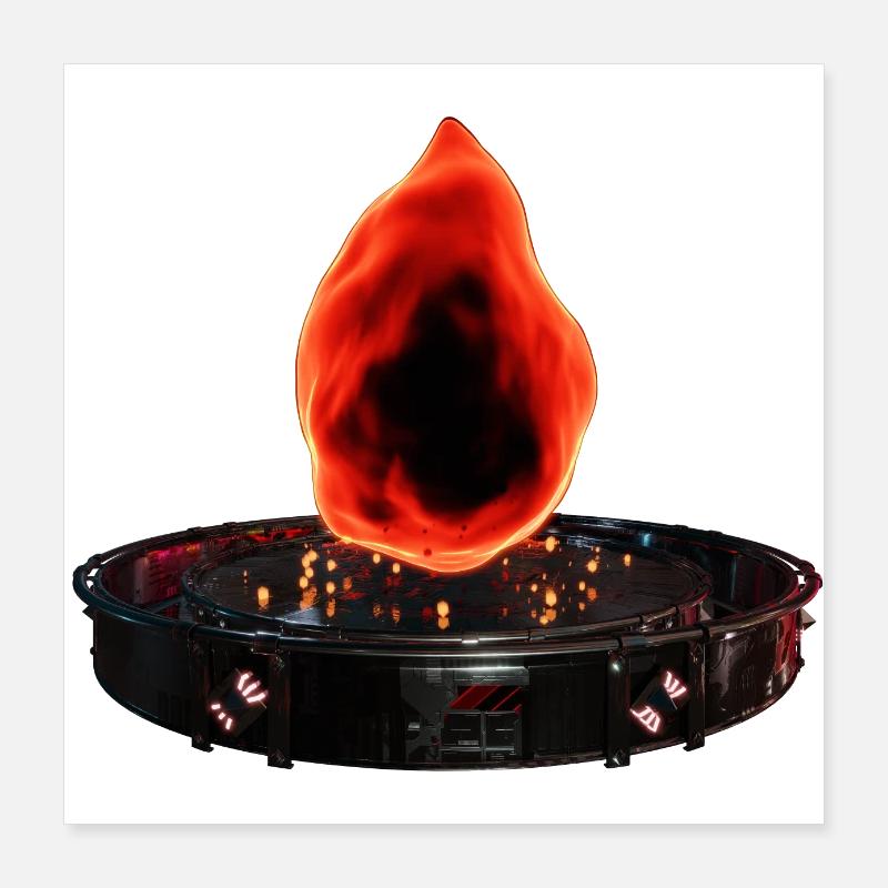 Stilisiertes Feuer in Sci-Fi-Plataform Poster 40x40 cm