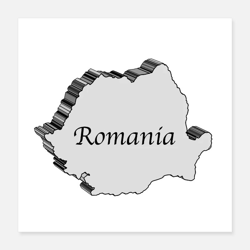 Romania 3D Map Poster 16" x 16" (40x40 cm)