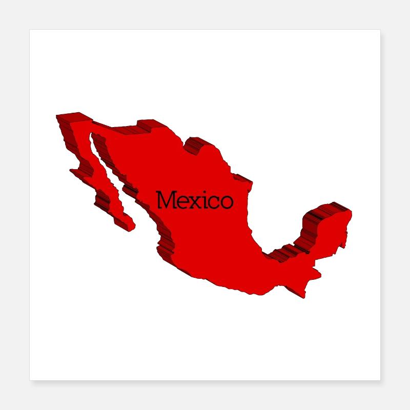 Mappa 3D Messico Poster 40x40 cm