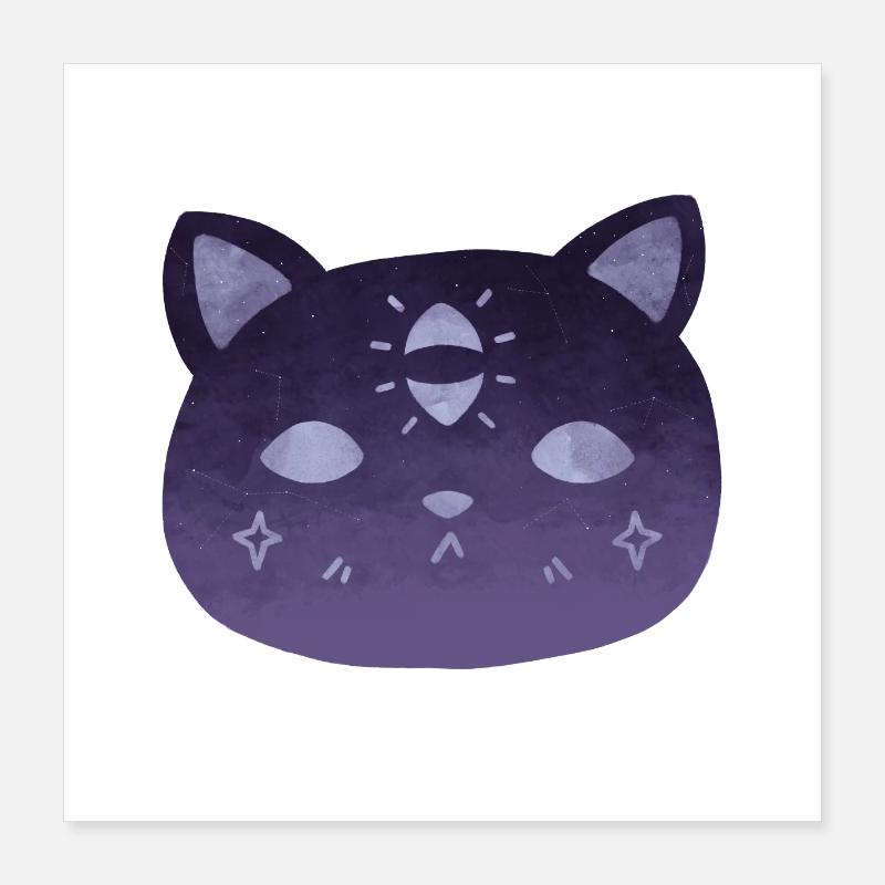 Chat Sorcière Troisième Œil Poster 40 x 40 cm
