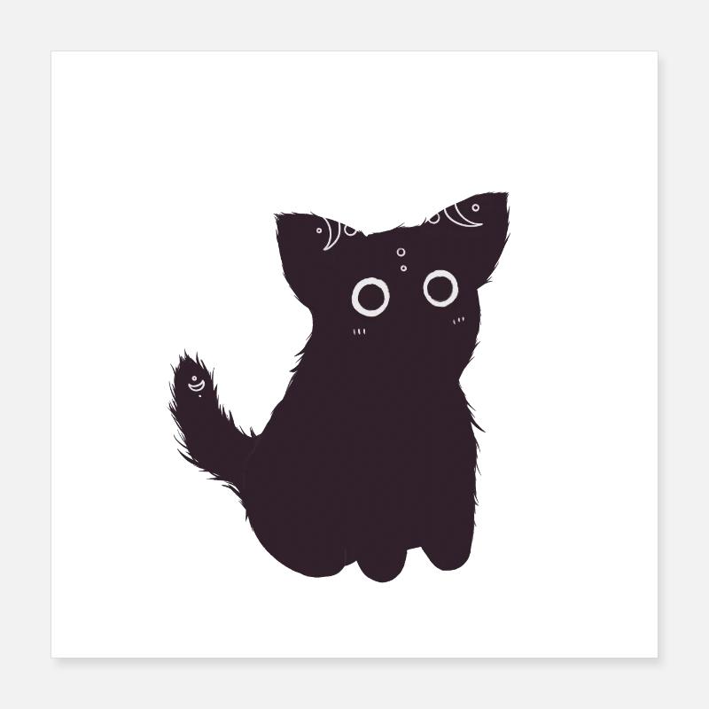 Chat noir mignon Poster 40 x 40 cm