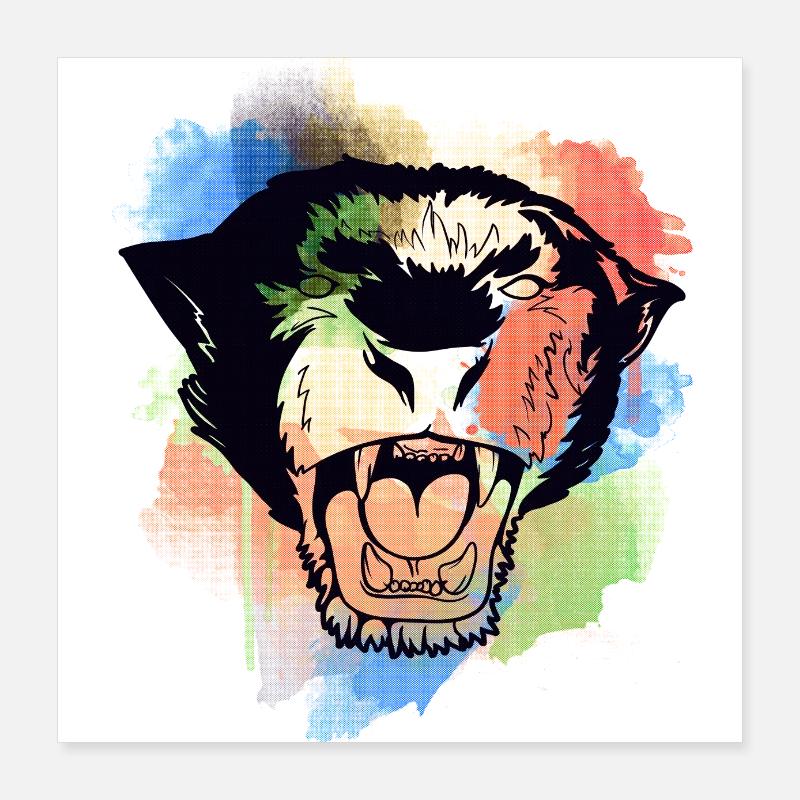 A Beautiful and Fun Watercolor Tiger Design Poster 16" x 16" (40x40 cm)