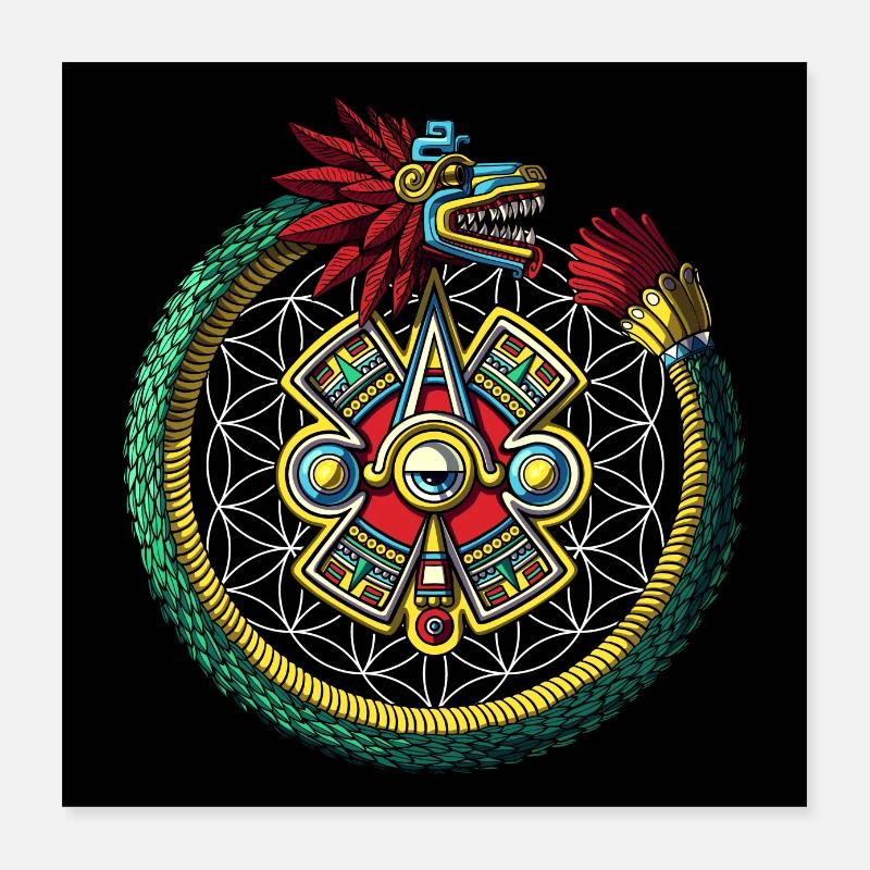 Serpent aztèque Ouroboros Poster 40 x 40 cm