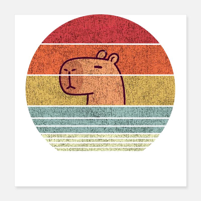 Sunset Retro Capybara Poster 16" x 16" (40x40 cm)