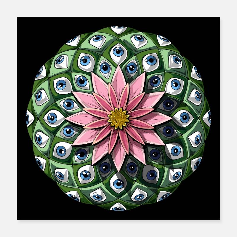 Psychedelischer Peyote-Kaktus - Poster 40x40 cm - Weiß