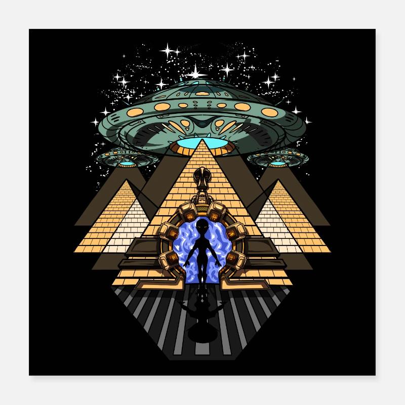 Pyramides égyptiennes Enlèvement extraterrestre Poster 40 x 40 cm