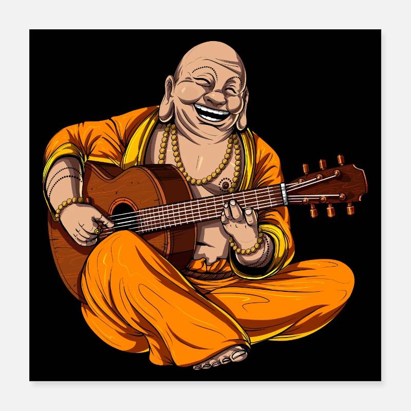 Buddha Playing Guitar Poster 16" x 16" (40x40 cm)