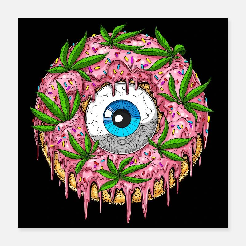 Psychedelischer Donut - Poster 40x40 cm - Weiß