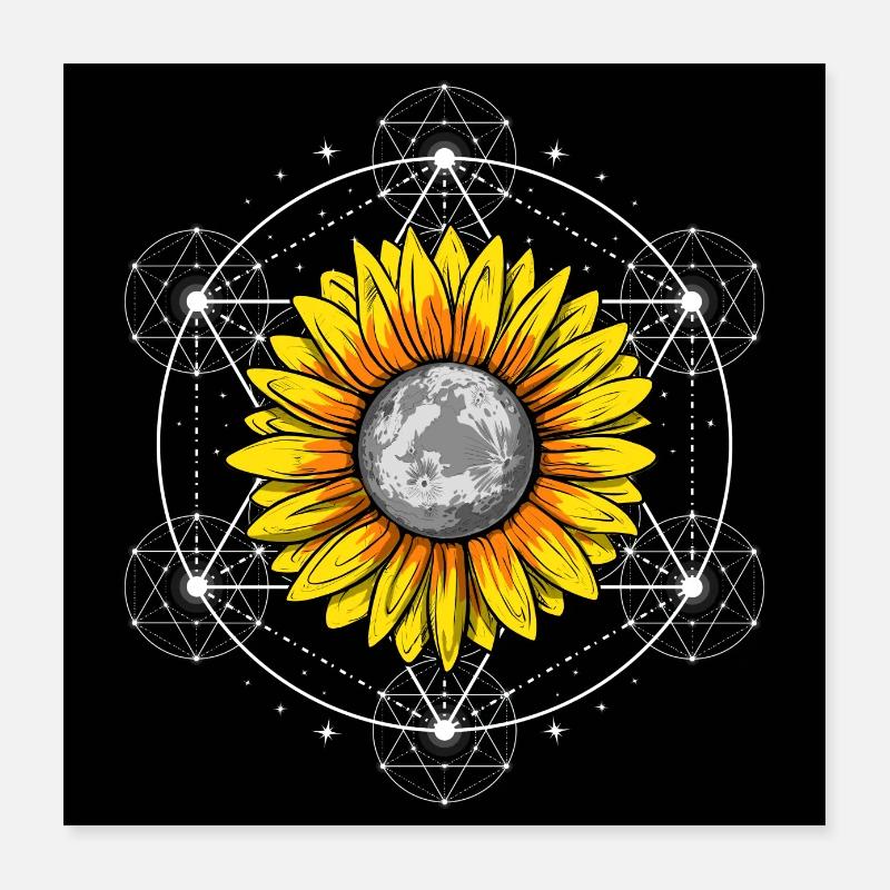 Sacred Geometry Moon Poster 16" x 16" (40x40 cm)