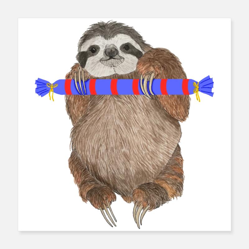 Sloth with gift Poster 16" x 16" (40x40 cm)