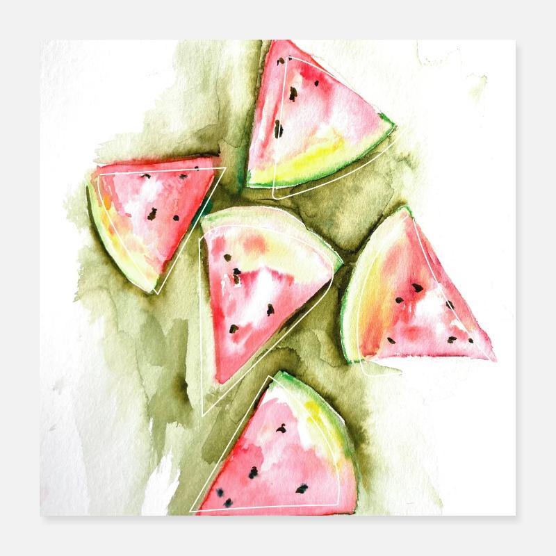 Wassermelonen - Poster 40x40 cm - Weiß