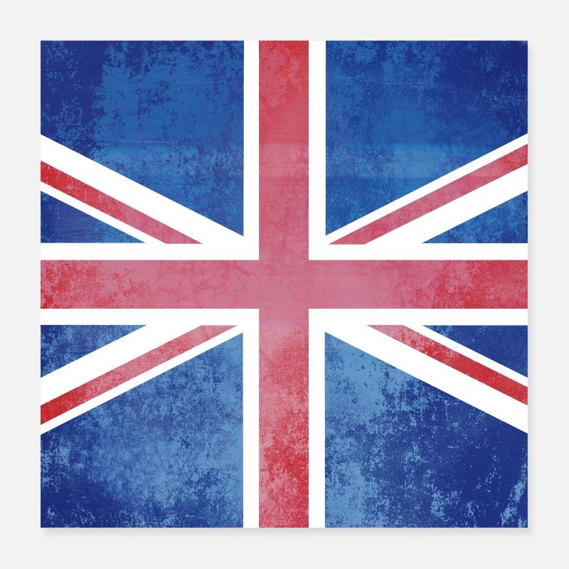 Grunge Union Jack British Flag Poster 16" x 16" (40x40 cm)