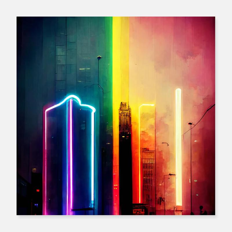Pride Regenbogen Liebe Neonlichter Poster 40x40 cm
