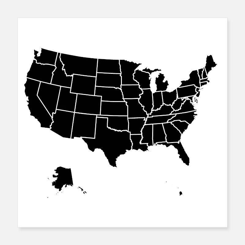 Frontières des États-Unis d’Amérique Poster 40 x 40 cm