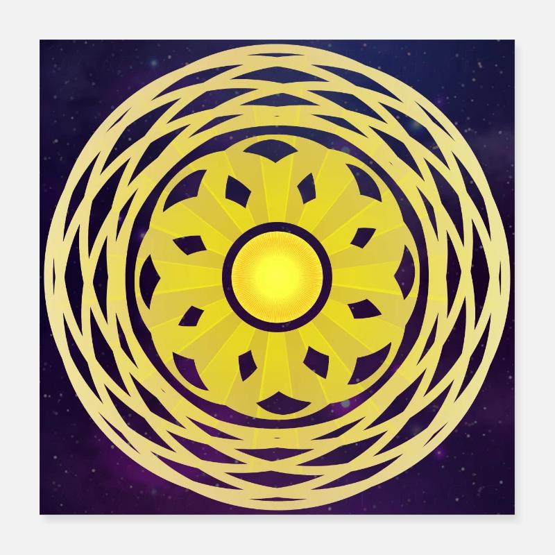 Energie Sonne Schutz Symbol - Universum - Poster 40x40 cm - Weiß