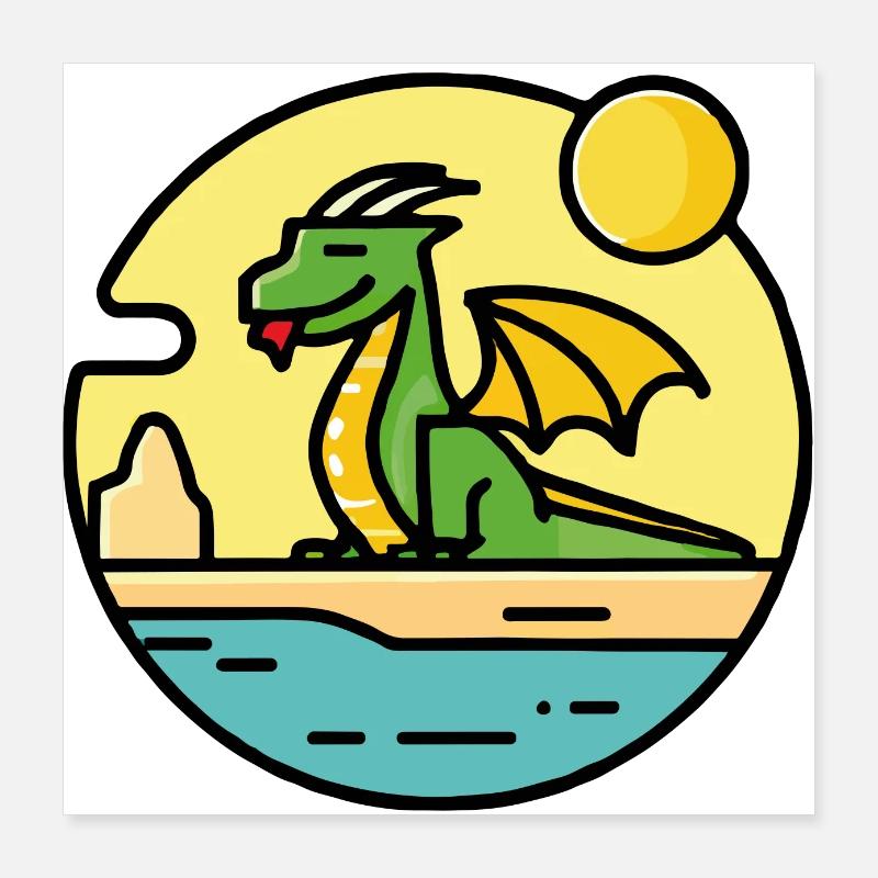 Drache am Strand Poster 40x40 cm