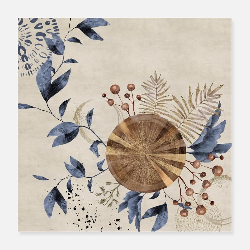 Blau Art Deco 1 Poster 40x40 cm