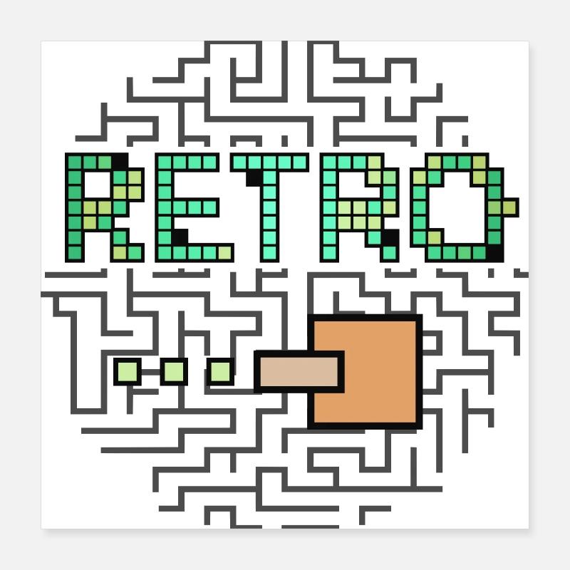 Retro Text & Maze Shooter Game Poster 16" x 16" (40x40 cm)