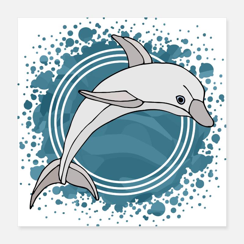 Dolphin Poster 16" x 16" (40x40 cm)