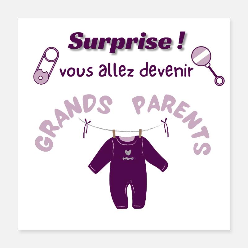 surprise annonce grossesse grands parents Poster 40 x 40 cm