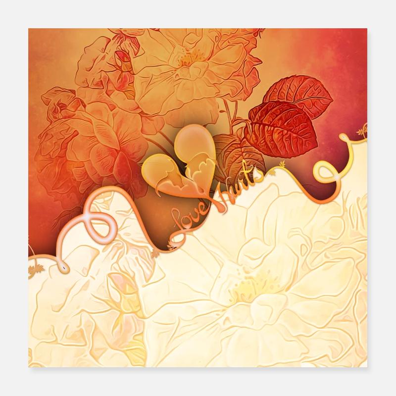 Wunderbare Blumen mit Herz. Poster 40x40 cm