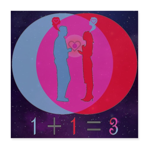 1 + 1= 3 - aus 1+1 Energien werden 3 - Universum - Poster 40x40 cm