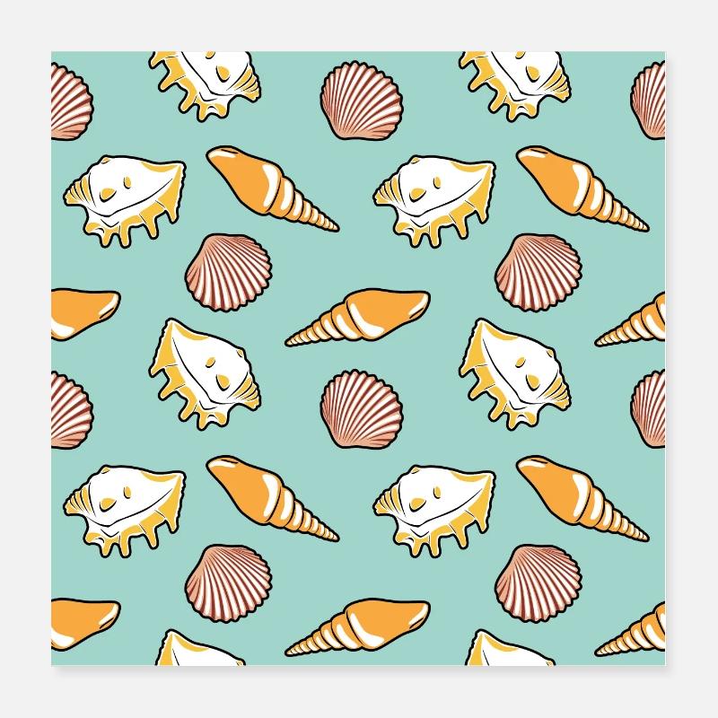Helles Muster mit Muscheln Poster 40x40 cm