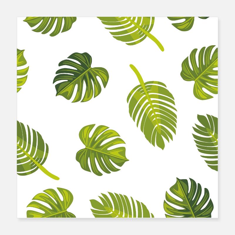 Pattern with tropical leaves Poster 16" x 16" (40x40 cm)