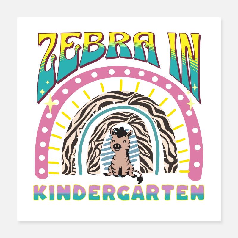 zebra in kindergarten rainbow zebra stripes design Poster 16" x 16" (40x40 cm)