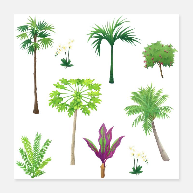 Asian Plant Patterns Poster 16" x 16" (40x40 cm)