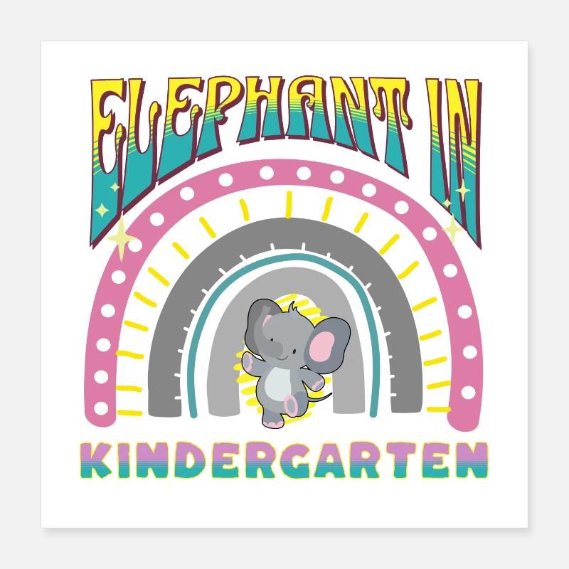 elephant in kindergarten rainbow stripes design Poster 16" x 16" (40x40 cm)
