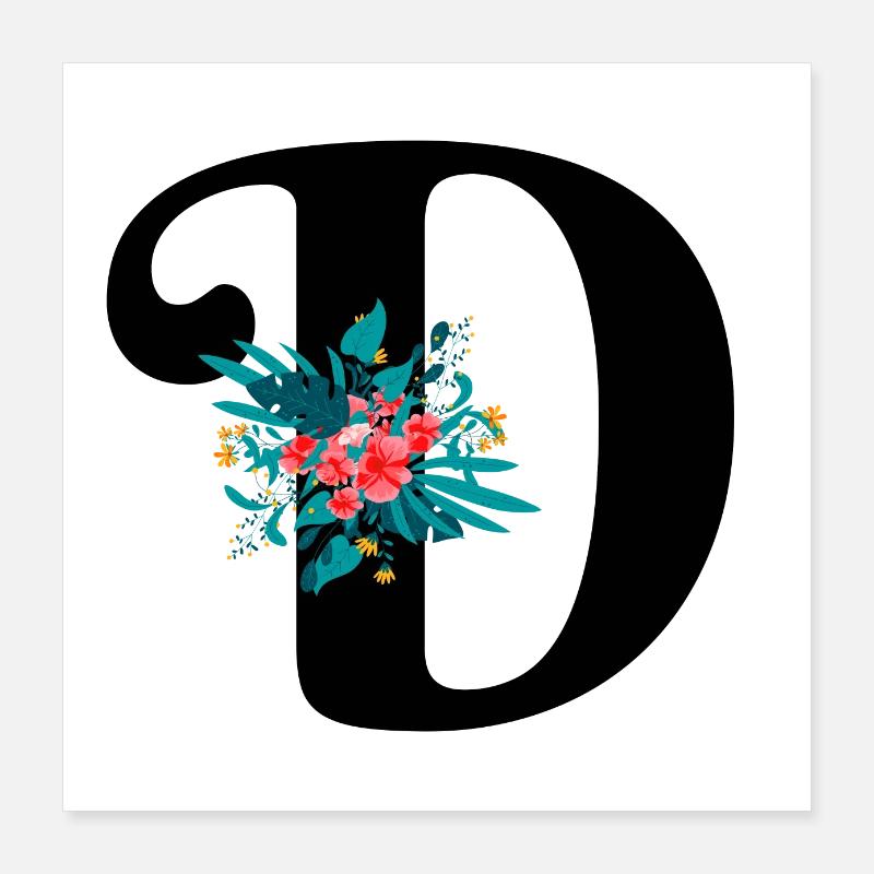 lettre D fleuris Poster 40 x 40 cm