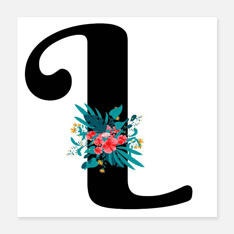 lettre L fleuris Poster 40 x 40 cm