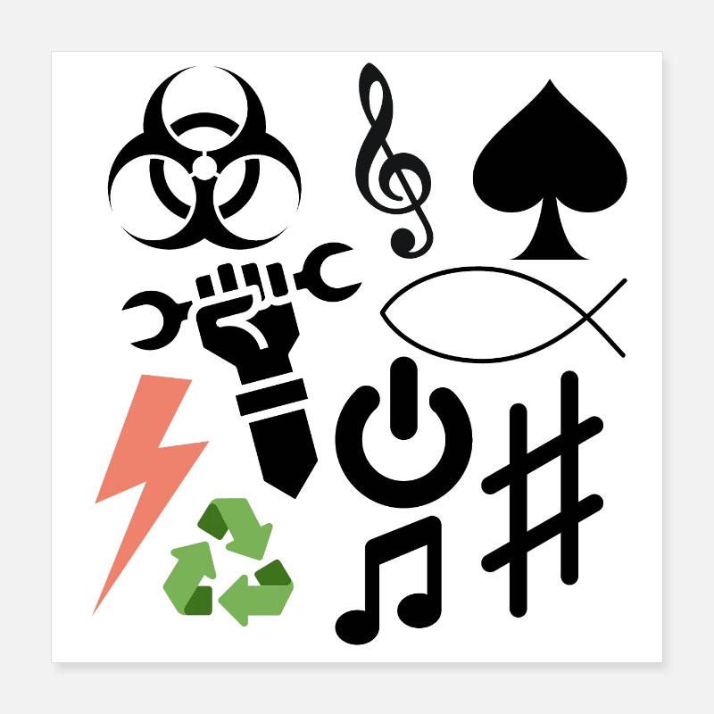 Symbolwirrwar Poster 40x40 cm