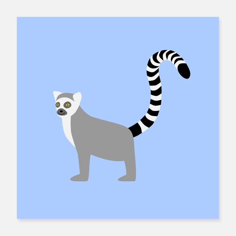 Katta - Kattas - Catta - Lemur - Half Monkey - Monkey - Poster 16" x 16" (40x40 cm)
