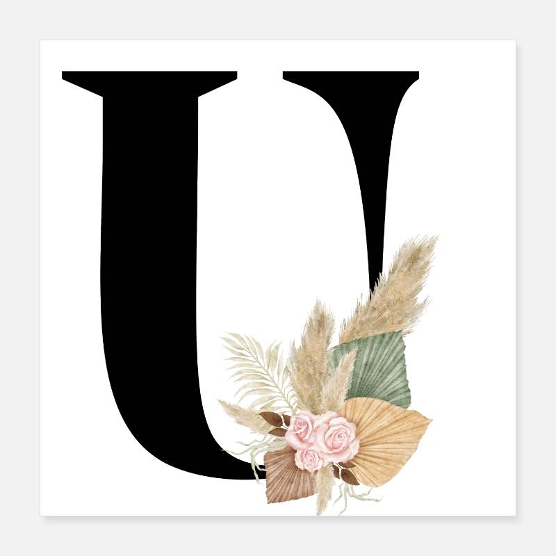 Buchstabe U geblümt Poster 40x40 cm