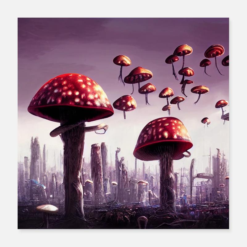 Steampunk Pilz Apokalypse Poster Poster 40x40 cm