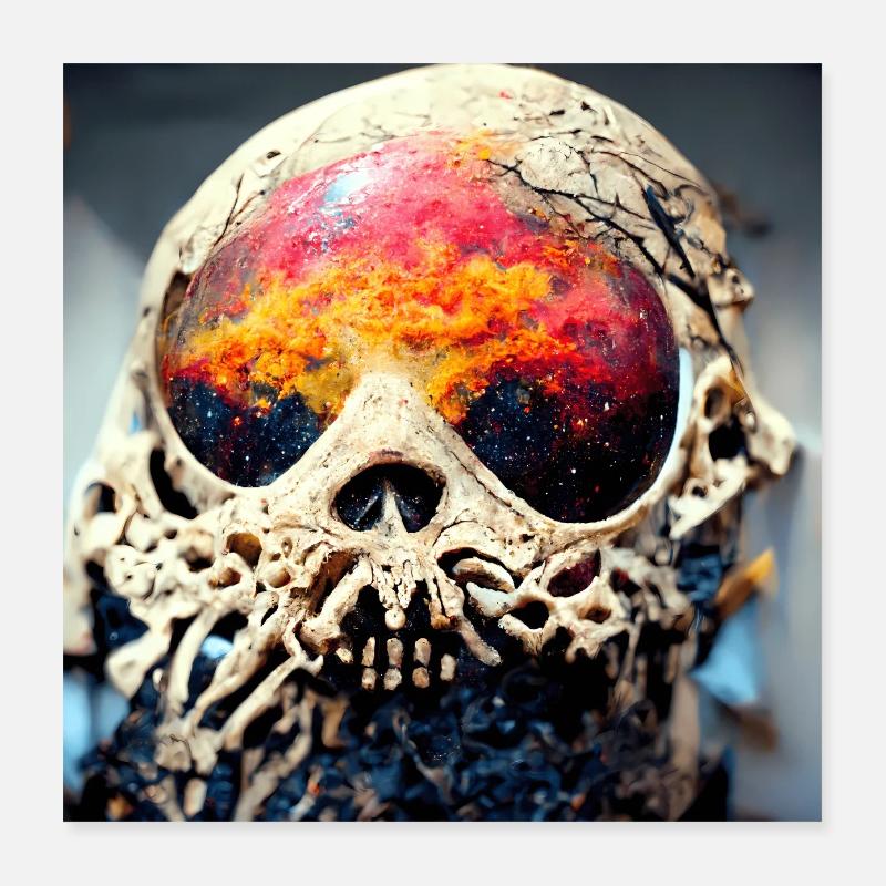Extremely realistic skull in abstract art Poster 16" x 16" (40x40 cm)