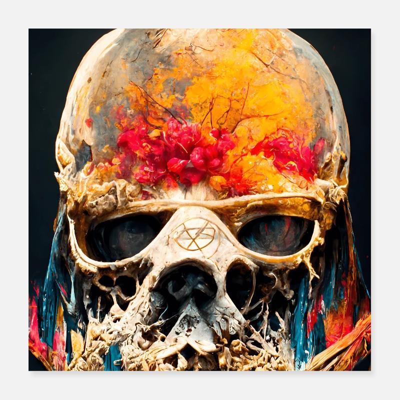 Extremely realistic skull in abstract art Poster 16" x 16" (40x40 cm)
