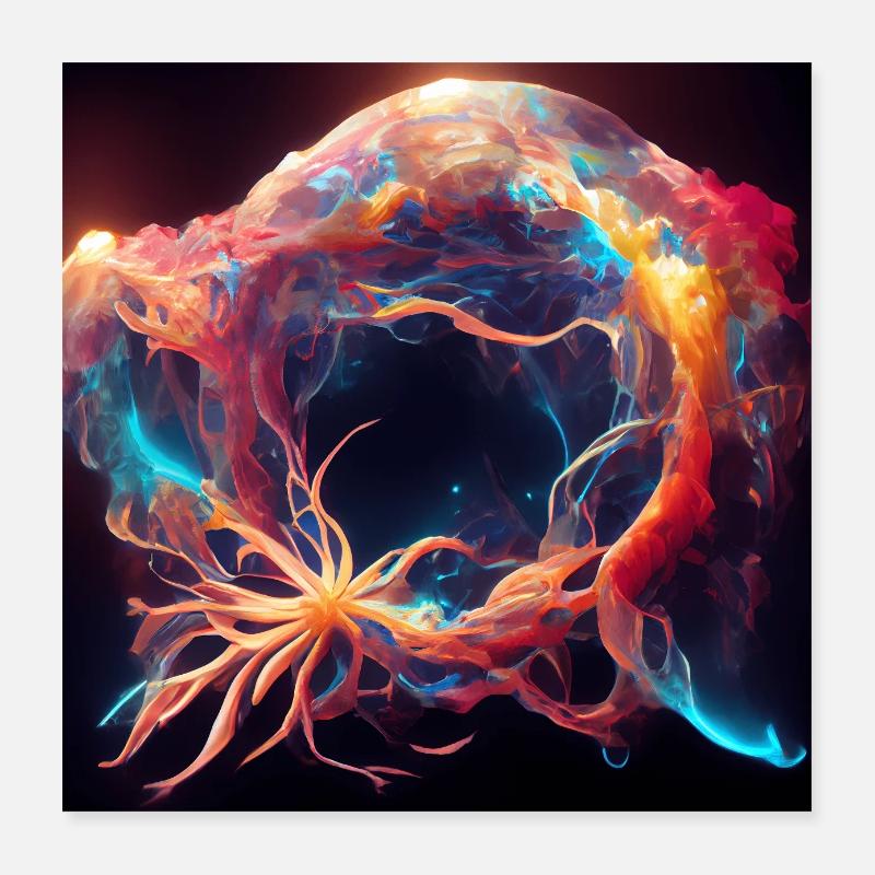 Méduse de l’espace avec nébuleuse galactique de la galaxie Poster 40 x 40 cm