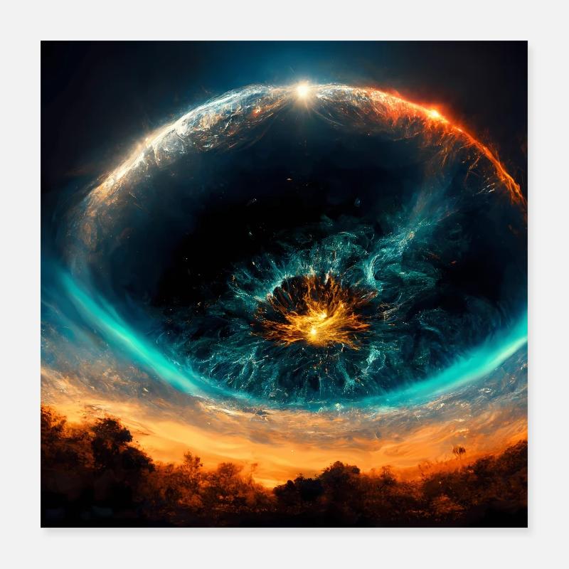 Supernova von der Erde aus kosmischer Explosion Poster 40x40 cm