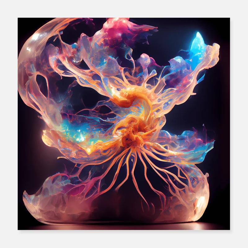 Space Jellyfish with Galactic Galaxy Nebula Poster 16" x 16" (40x40 cm)