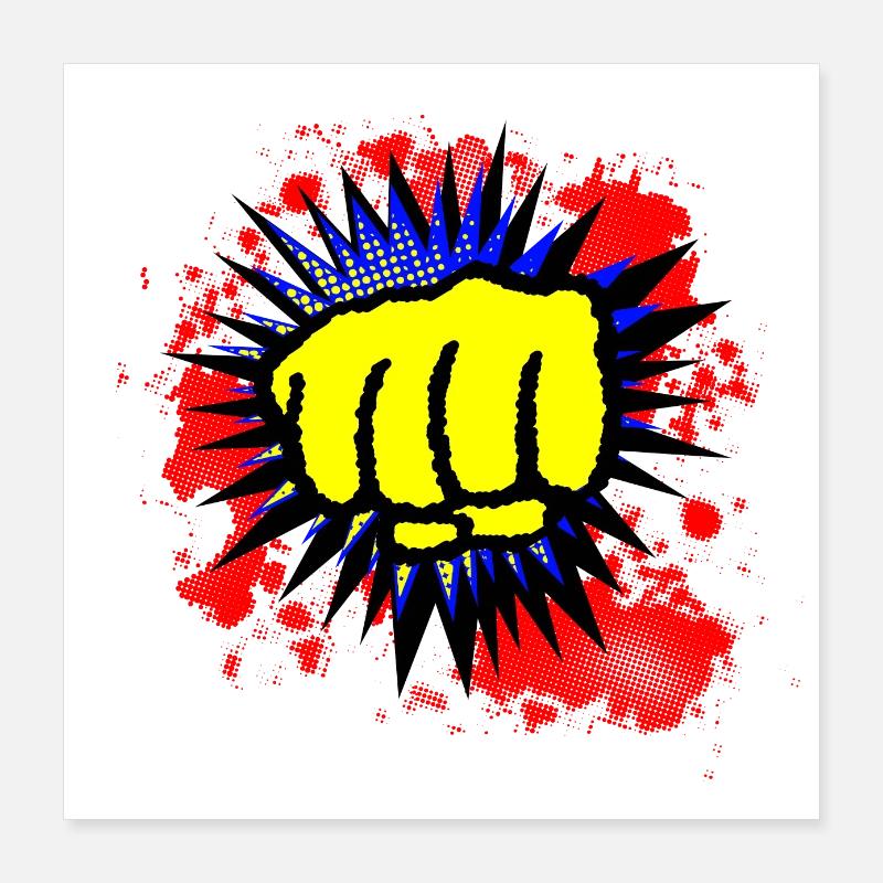 Comic Yellow Fist Boom Poster 40x40 cm