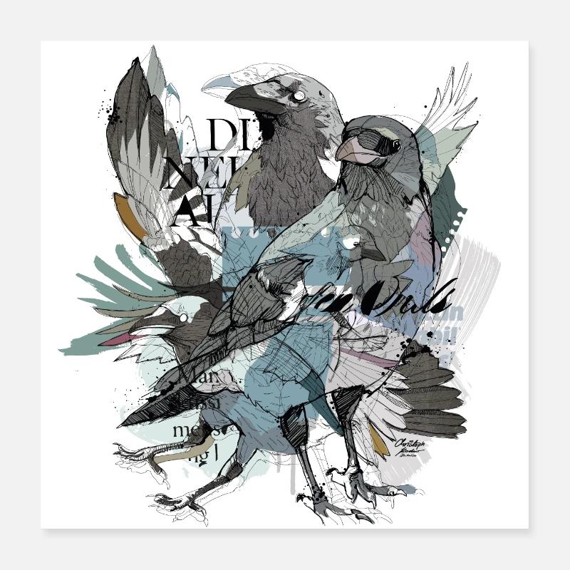 Raben Collage Artprint Poster 40x40 cm
